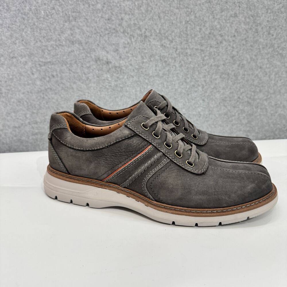 Clarks Men's 11 M Un Ramble Go Dark Grey Nubuck Casual Shoes Lace Up Office Work